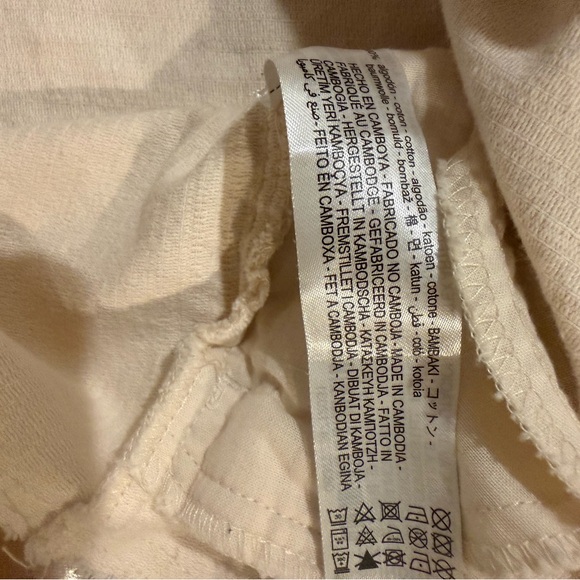 Zara Beige Corduroy Shacket Button Front Frayed Hem Size M - Picture 5 of 5